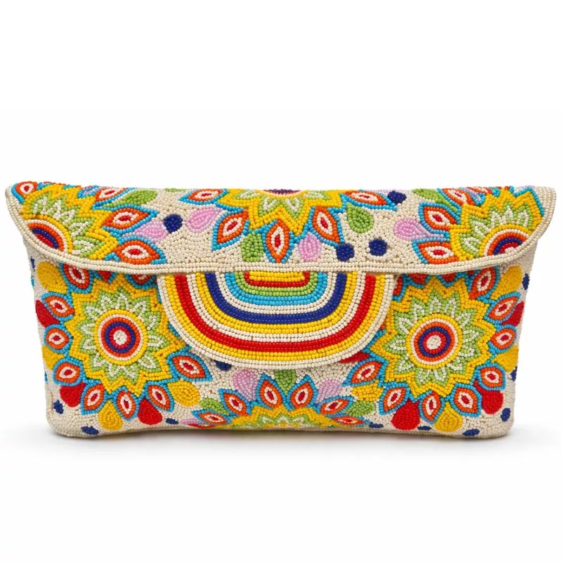 Handcrafted Multicolor Beaded Envelope Clutch