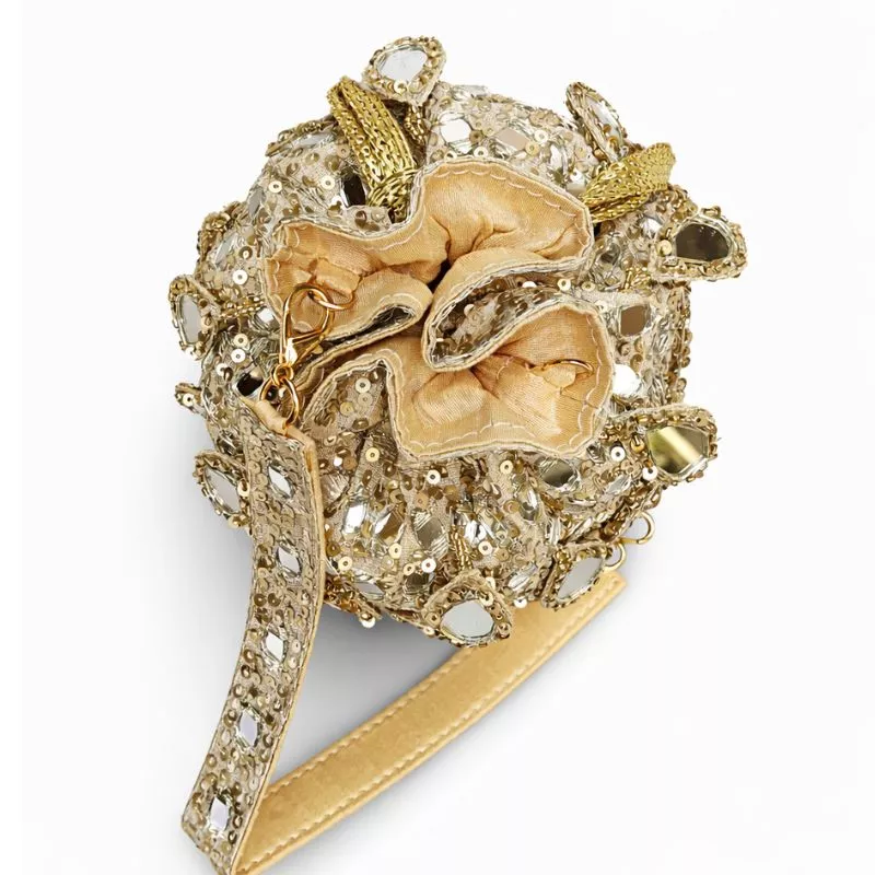 Handcrafted Sequin Cage Potli Sling Bag - Image 3