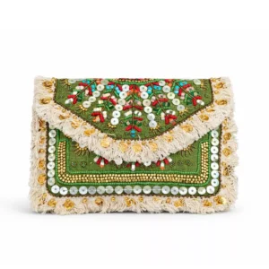 Handcrafted Sequin & Beaded Envelope Clutch
