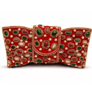 Handcrafted Beaded Clutch with Bow Detailing