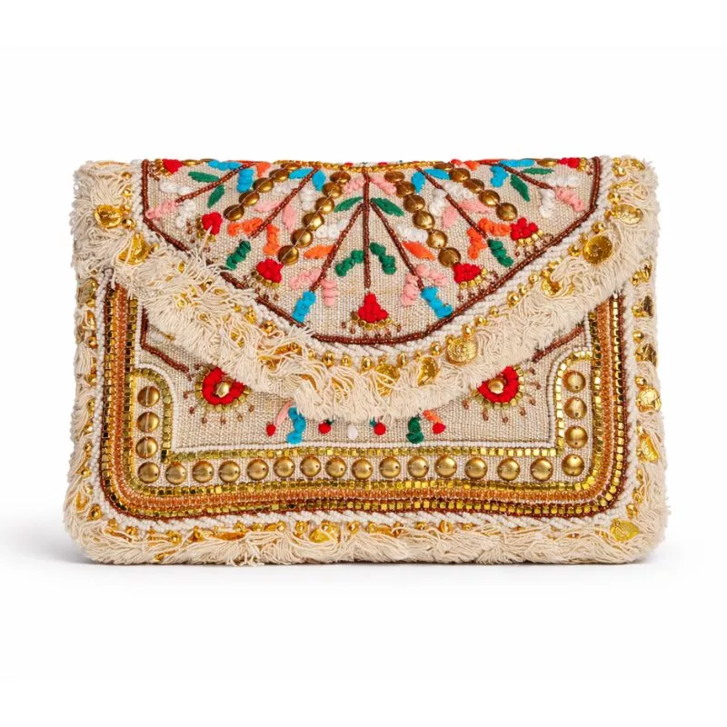 Handcrafted Sequin & Beaded Envelope Clutch