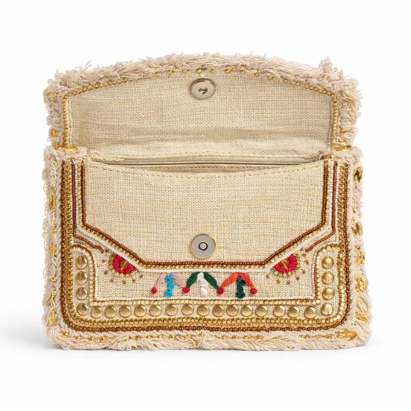 Handcrafted Sequin & Beaded Envelope Clutch - Image 2