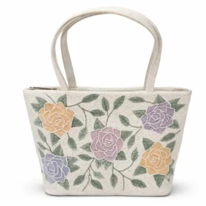 Handcrafted Beaded Floral Tote Bag